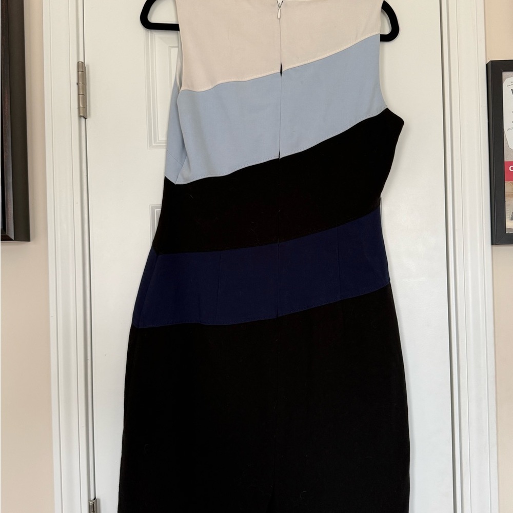 White House Black Market Black, Blue and White Colorblock Dress - Picture 2 of 5